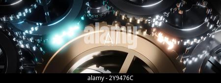 AI – Getriebekonzept – 3D-Abbildung Stockfoto