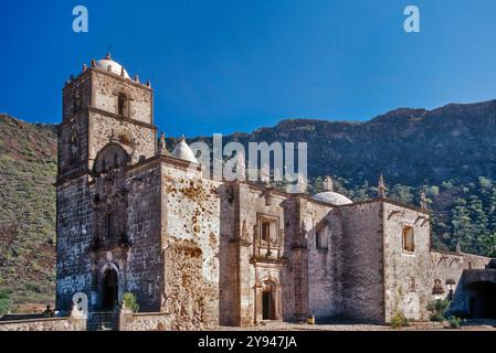 Kirche in Mission San Javier, 18. Jahrhundert, Sierra de la Giganta in dist, im Dorf San Javier, Baja California Sur, Mexiko Stockfoto