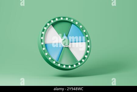 Cartoon Spinning Fortune Wheel, Fortune Spinning Wheel für Werbeveranstaltungen, 3D Rendering. 3D-Abbildung. Stockfoto