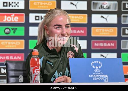 Manchester, Großbritannien. Oktober 2024. Alex Greenwood von den Manchester City Women's Champions League Press Conference im Joie Stadium, Manchester, Vereinigtes Königreich, 8. Oktober 2024 (Foto: Cody Froggatt/News Images) in Manchester, Vereinigtes Königreich am 10.08.2024. (Foto: Cody Froggatt/News Images/SIPA USA) Credit: SIPA USA/Alamy Live News Stockfoto