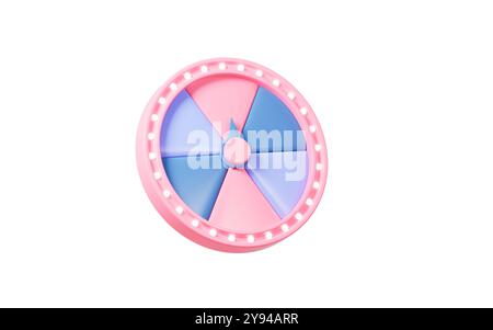 Cartoon Spinning Fortune Wheel, Fortune Spinning Wheel für Werbeveranstaltungen, 3D Rendering. 3D-Abbildung. Stockfoto