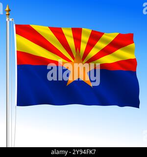 Arizona US Bundesstaat schwenkt Flagge, Vereinigte Staaten von Amerika, Vektor-Illustration Stock Vektor