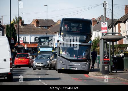 National Express Coventry Nr. 9 Bus in Walsgrave Road, Coventry, West Midlands, England, Großbritannien Stockfoto