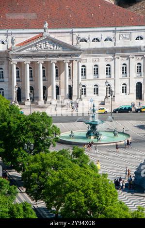 Nationaltheater Dona Maria II; Platz Rossio / Teatro Nacional Dona Maria II, Praca Rossio - Lissabon Portugal Stockfoto