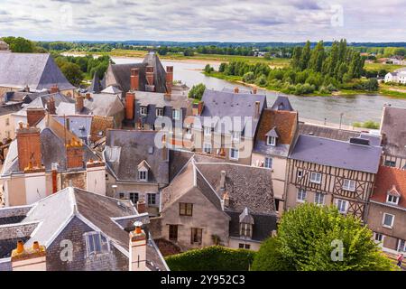 Amboise Dorf im Departement Indre-et-Loire des Loire-Tals in Frankreich. Bekannt für die berühmte Burg Château d'Amboise. Stockfoto