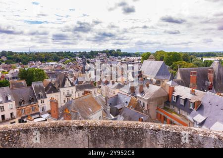 Amboise Dorf im Departement Indre-et-Loire des Loire-Tals in Frankreich. Bekannt für die berühmte Burg Château d'Amboise. Stockfoto