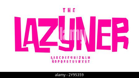 Verspieltes fröhliches Alphabet, frische, ungleichmäßige Buchstaben, Zeichentrickschrift für fröhliche Typografie, überspitztes Titeldesign, Kinderlogos, lustige, energische Überschriften Stock Vektor