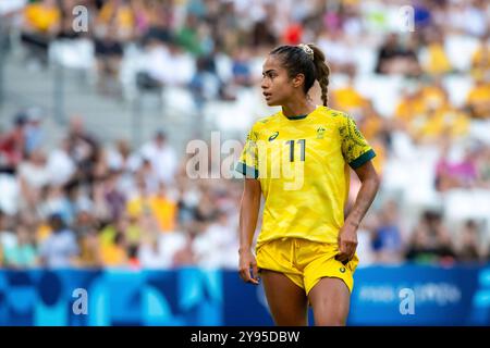 Marseille, Frankreich. Juli 2024. Mary Fowler (Australien, #11), FRA, Olympische Spiele Paris 2024, Fussball Frauen, Deutschland (GER) vs Australien (aus), 1. Spieltag, Gruppe B, 25.07.2024 Foto: Eibner-Pressefoto/Michael Memmler Credit: dpa/Alamy Live News Stockfoto