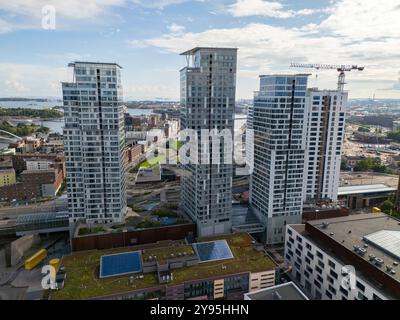 Neue Wohnsiedlungen im Bezirk Kalasatama in Helsinki, Finnland Stockfoto