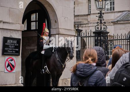 Trooper der Household Cavalry, Horseguards Parade, Whitehall, London Stockfoto