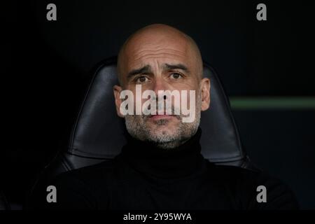 MADRID, SPANIEN - 4. Mai: Manchester City-Cheftrainer PEP Guardiola beim Spiel der UEFA Champions League 21/22 zwischen Real Madrid und Manchester City AT Stockfoto