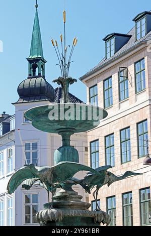 Der Storchenbrunnen, Amagertorv, Kopenhagen Stockfoto