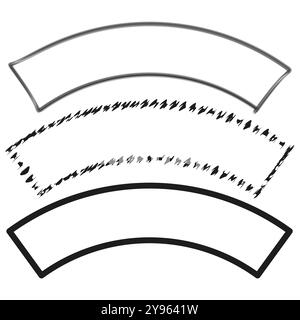 Symbol für gekrümmtes Banner. Handgezeichnetes Band. Einfache Vektorform. Abstrakte Umrissdarstellung. Stock Vektor