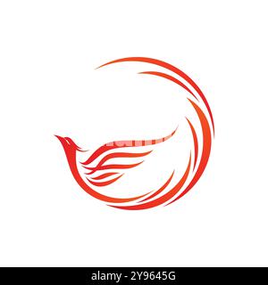 Mythologisches Tier Phoenix Feuer Vogel Vektor Logo Design. Vektorabbildung Stock Vektor