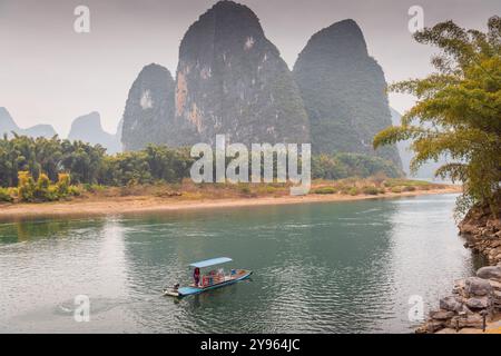 9 Kurven des Li-Flusses im Dorf Xingping, Guilin. Horizontales Bild Stockfoto