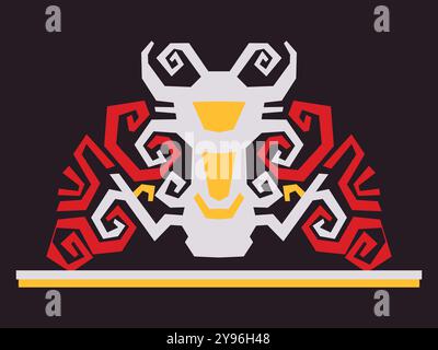 Tribal Tribe Tattoo geometrische abstrakte Form Kulturkultur traditionelles ethnisches Muster einheimisches Design farbenfroh gesetzt Stock Vektor