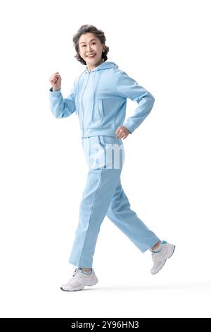Glückliche Seniorin, die Sport macht Stockfoto