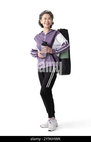 Glückliche Seniorin, die Sport macht Stockfoto