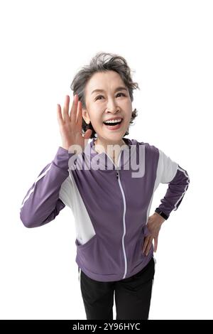 Glückliche Seniorin, die Sport macht Stockfoto