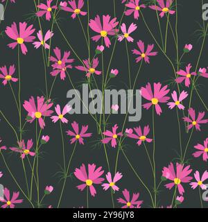 Pink Cosmos Blumen Muster Vektor Stock Vektor