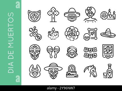 Dia de Muertos Symbole eingestellt Stock Vektor