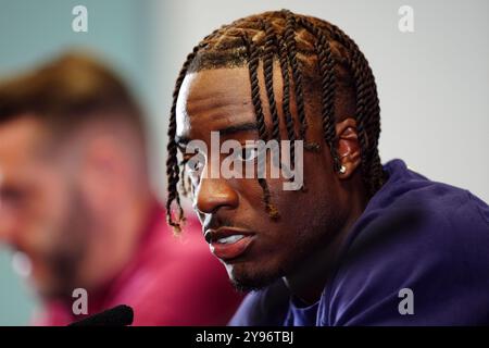 Englands Noni Madueke während einer Pressekonferenz im St. George's Park, Burton-on-Trent. Ausgabedatum: Mittwoch, 9. Oktober 2024. Stockfoto