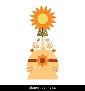 Blumenvase mit Blumenillustration auf weißem Hintergrund Stock Vektor
