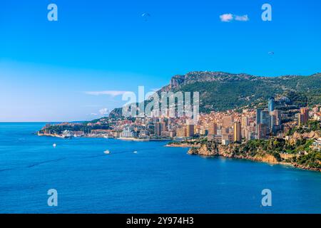 Fürstentum Monaco von Roquebrune, Alpes Maritime, in der Provence. Stockfoto