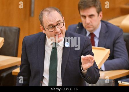 Edinburgh Schottland, Vereinigtes Königreich 08. Oktober 2024. Paul O'Kane MSP im schottischen Parlament. Credit sst/alamy Live News Stockfoto