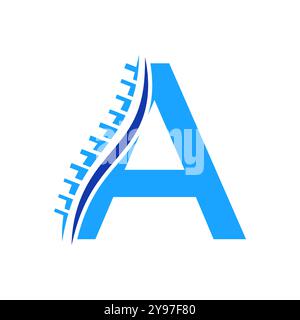 Wirbelsäulendiagnostik-Logo auf Letter A-Vektorvorlage. Orthopädisches Symbol Stock Vektor