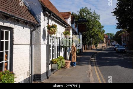 Das Hand & Flowers Pub Restaurant in Marlow Hand & Flowers, das von Koch Tom Kerridge gehört, ist der einzige Pub in Großbritannien, der mit zwei Michelin-Sternen ausgezeichnet wurde Stockfoto