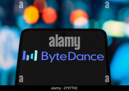 September 2024, Paraguay. In dieser Abbildung wird das ByteDance-Logo auf einem Smartphone-Bildschirm angezeigt Stockfoto