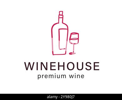 Design-Vorlage Für Sketch-Logodesign Des Weinhauses Stock Vektor
