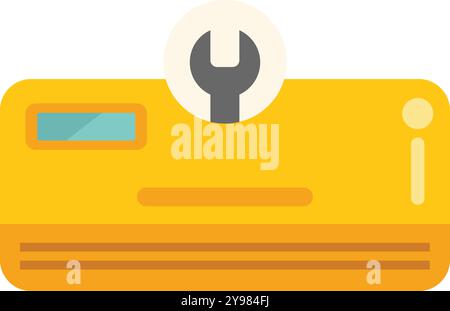 Klimaanlageneinheit mit einem Schlüsselsymbol, das das Konzept der Wartung oder Reparatur der Klimaanlage darstellt Stock Vektor