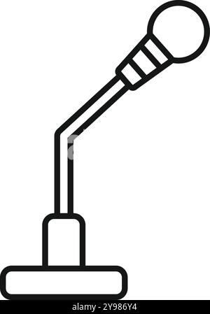 Einfacher Vektor eines Mikrofons, das auf einem Ständer steht, geeignet für Projekte im Zusammenhang mit Audio, Podcasting, Übertragung und mehr Stock Vektor