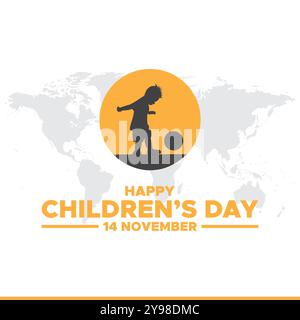 Happy Childrens Day, 14 November, Grußkarte, Stock Illustration, Vektorgrafik Childrens Day, Happy Childrens Day editierbare Vorlage. Stock Vektor