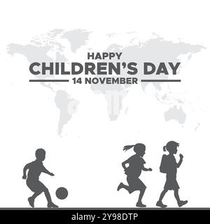 Happy Childrens Day, 14 November, Grußkarte, Stock Illustration, Vektorgrafik Childrens Day, Happy Childrens Day editierbare Vorlage. Stock Vektor
