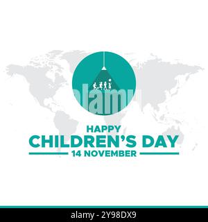 Happy Childrens Day, 14 November, Grußkarte, Stock Illustration, Vektorgrafik Childrens Day, Happy Childrens Day editierbare Vorlage. Stock Vektor