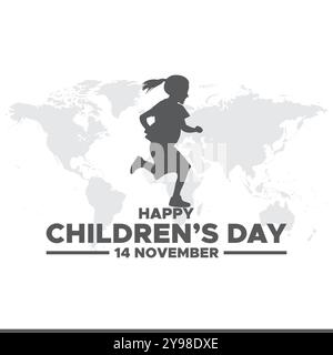 Happy Childrens Day, 14 November, Grußkarte, Stock Illustration, Vektorgrafik Childrens Day, Happy Childrens Day editierbare Vorlage. Stock Vektor