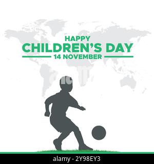 Happy Childrens Day, 14 November, Grußkarte, Stock Illustration, Vektorgrafik Childrens Day, Happy Childrens Day editierbare Vorlage. Stock Vektor