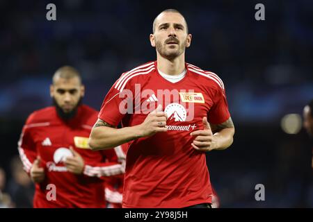 Neapel, Italien. November 2023. Foto Alessandro Garofalo/LaPresse 08 Novembre 2023 Neapel, Italia Sport calcio Napoli vs Union Berlin Champions League 2023/2024 - stadio Diego Armando Maradona Nella Foto: Leonardo Bonucci (FC Union Berlin) 08. November 2023 Neapel, Italien Sport Fußball Neapel vs Union Berlin - Champions League 2023/2024 - Diego Armando Maradona Stadion. Auf dem Bild: Leonardo Bonucci (FC Union Berlin) Credit: LaPresse/Alamy Live News Stockfoto