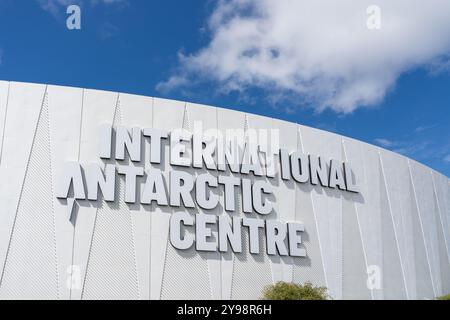 Closeup of International Antarctic Centre sign on the building in Christchurch, New Zealand. Stock Photo