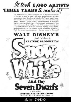 Schneewittchen und die sieben Zwerge aus dem Jahr 1937 – US-amerikanischer Zeichentrickfilm, produziert von Walt Disney Stockfoto