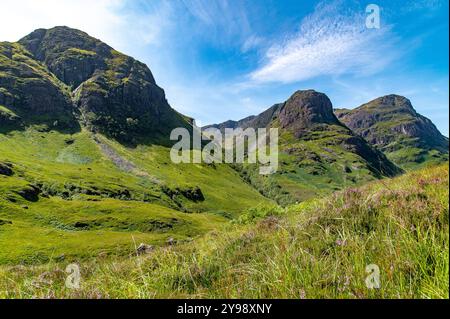 Die drei Schwestern, Glencoe, Highlands, Schottland, Großbritannien. Drei Grate auf dem Berg Bidean Nam Bian. Stockfoto