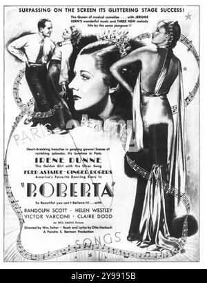 1935 Roberta Film Poster - ein Musikfilm von RKO Radio Pictures unter der Regie von William A. Seiter. Mit Irene Dunne, Fred Astaire, Ginger Rogers Stockfoto