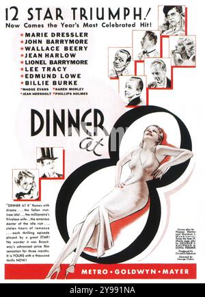 1933 Abendessen bei acht Filmposter. Ein Comedy-Drama von George Cukor. Mit Marie Dressler, John Barrymore. MGM Stockfoto