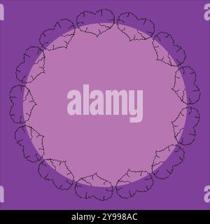 Rosafarbener Kreisrahmen aus schwarzen Doodle-Herzen Stock Vektor