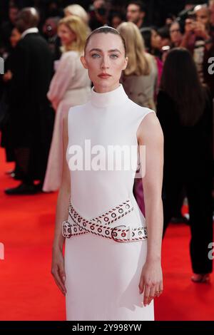 Saoirse Ronan nimmt an der BFI London Film Festival Opening Night Gala des Dokumentarfilmemachers und Regisseurs Steve McQueen's Second World war Drama Blitz in der Royal Festival Hall im Southbank Centre in London Teil. Bilddatum: Mittwoch, 9. Oktober 2024. Stockfoto