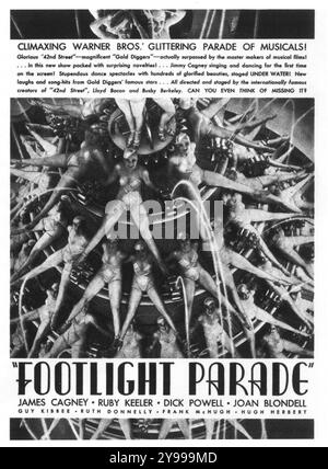 1933 Fußlichterparade Filmposter. Ein Musical von Lloyd Bacon, in dem James Cagney, Joan Blondell und Warner Bros zu sehen waren Stockfoto