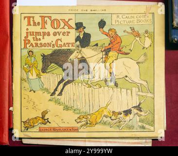 The Fox Jumps Over the Parson's Gate von Randolph Caldecott, veröffentlicht von George Routledge, Großbritannien Ende des 19. Jahrhunderts Stockfoto